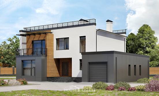 260-002-П Проект двухэтажного дома, гараж, красивый домик из арболита Орел | Проекты домов от House Expert