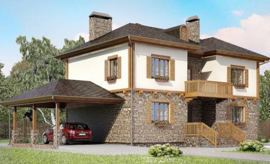 155-006-Л Проект двухэтажного дома и гаражом, бюджетный домик из арболита Мценск | Проекты домов от House Expert