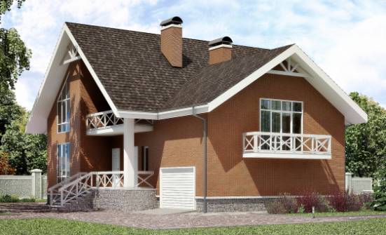 215-001-П Проект двухэтажного дома с мансардой и гаражом, уютный коттедж из твинблока Орел | Проекты домов от House Expert
