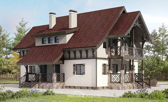 180-014-П Проект двухэтажного дома с мансардным этажом, простой коттедж из керамзитобетонных блоков Орел | Проекты домов от House Expert