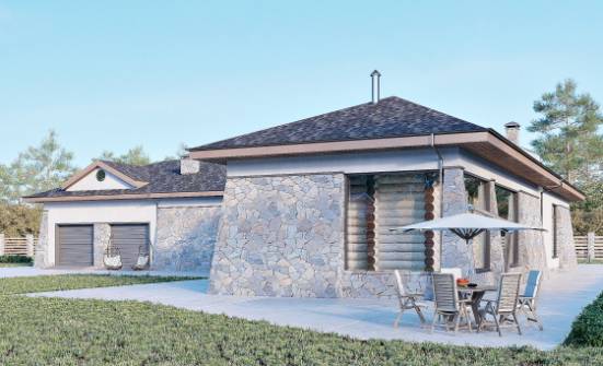 280-004-Л Проект одноэтажного дома и гаражом, уютный дом из твинблока Ливны | Проекты одноэтажных домов от House Expert