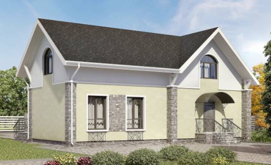 150-012-П Проект двухэтажного дома с мансардой, красивый коттедж из газобетона Ливны | Проекты домов от House Expert