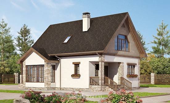 140-002-Л Проект двухэтажного дома с мансардным этажом, доступный домик из арболита Мценск | Проекты домов от House Expert
