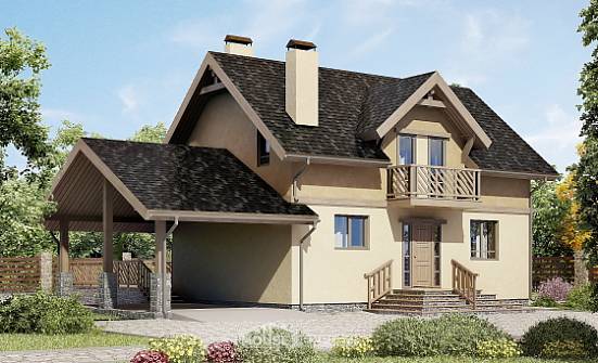 150-011-Л Проект двухэтажного дома с мансардой, гараж, доступный домик из поризованных блоков Орел | Проекты домов от House Expert