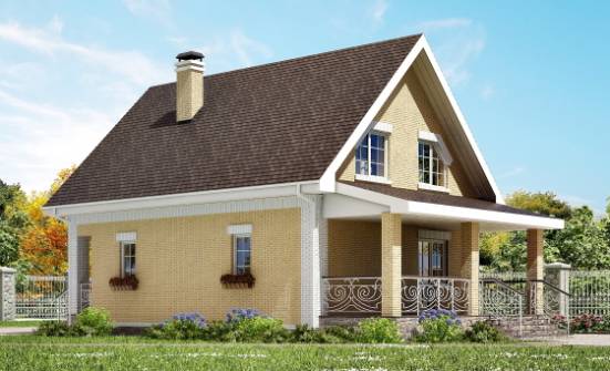 130-004-П Проект двухэтажного дома мансардой, красивый коттедж из газобетона Ливны | Проекты домов от House Expert
