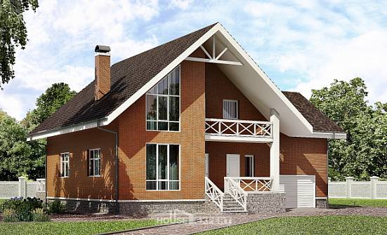 215-001-П Проект двухэтажного дома с мансардой и гаражом, уютный коттедж из твинблока Орел | Проекты домов от House Expert